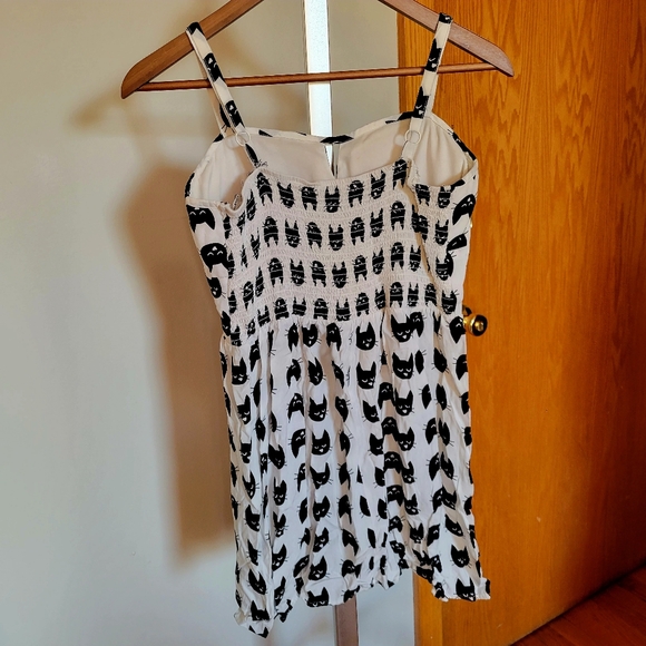 Black & White Cat Print Spaghetti Strap Mini Dress Juniors Size Large - Picture 6 of 7